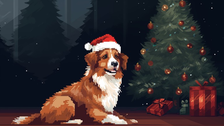 Charming Christmas Dog Wallpaper for Holiday Cheer