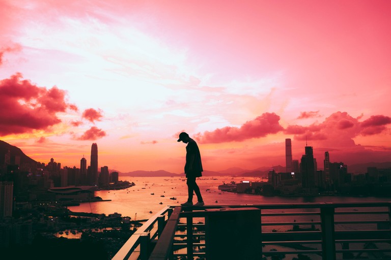 Beautiful Hong Kong Cityscape at Sunset