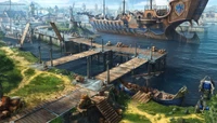 Explore Beautiful Concept Art Featuring a Ship at Port