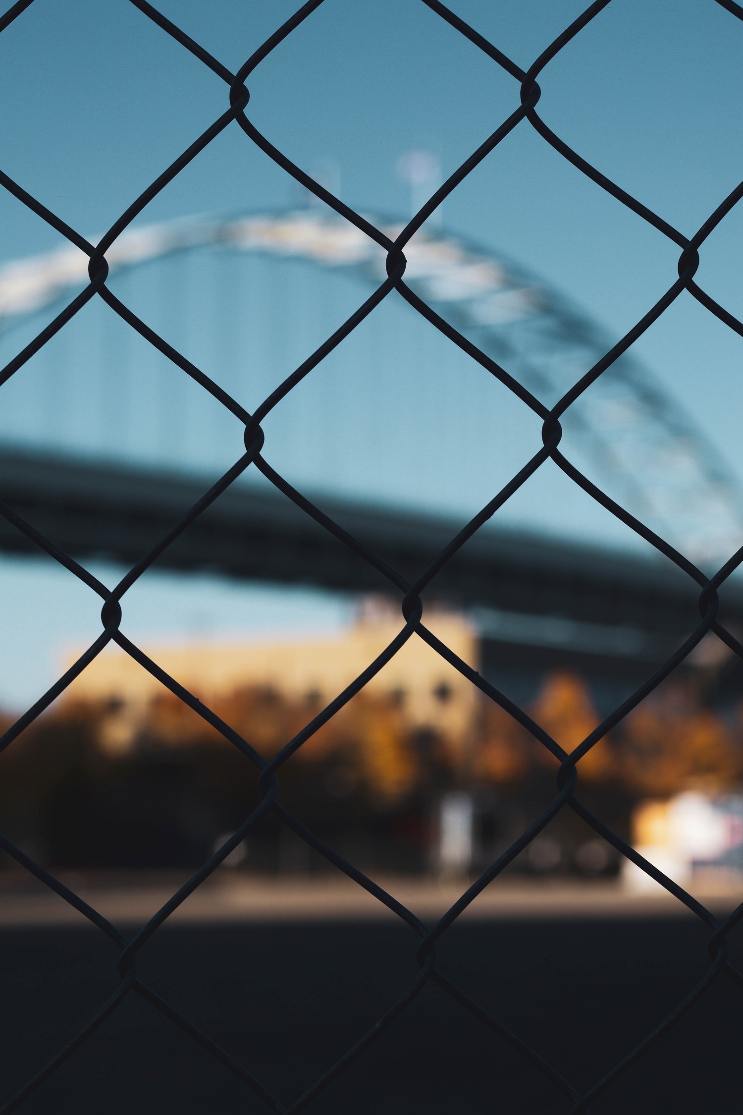 Blue Daytime Fence Wallpaper