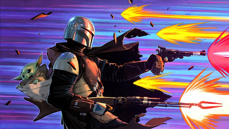 Explore the Mandalorian Wallpaper with Baby Yoda for Fortnite Fans