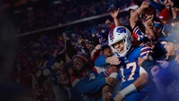 Fondo de Pantalla 4K de Madden NFL 24 con Josh Allen y Fans de los Buffalo Bills