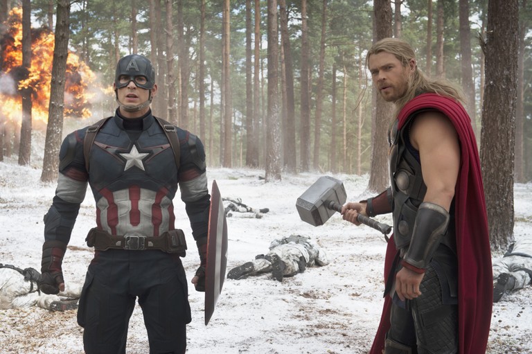 Stunning Wallpaper of Thor and Captain America from Avengers: Age of Ultron