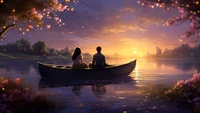 Beautiful Romantic Sunset at the Lake