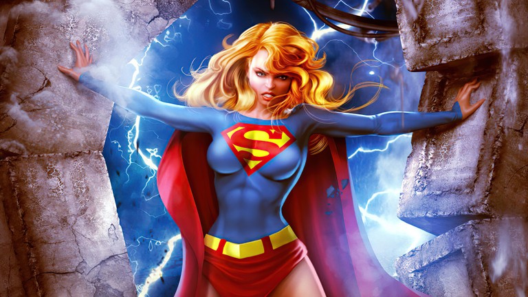 Supergirl Breaks Through: Stunning Digital Art Wallpaper