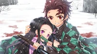 Tanjiro et Nezuko Kamado - Fond d'Écran Demon Slayer