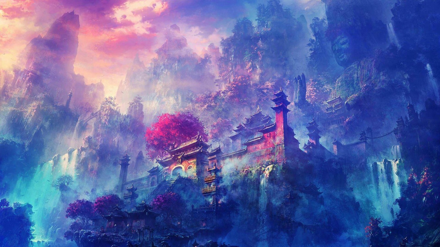 Explore the Beautiful Watercolor Landscape Wallpaper