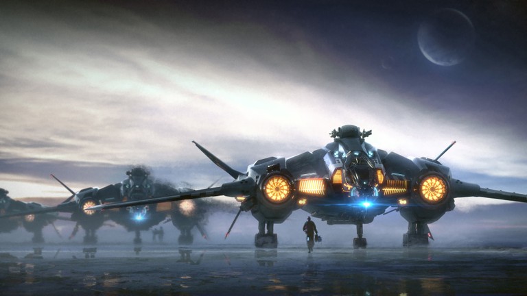 Download Epic Sci-Fi Wallpaper of Star Citizen Aircraft