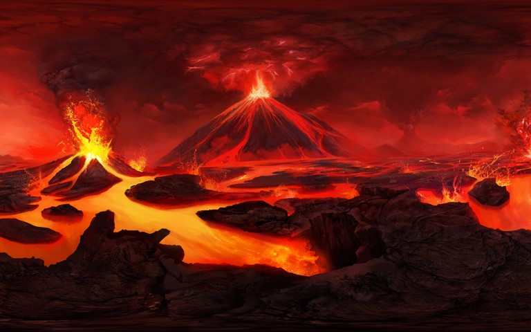 Spectacular Volcano Landscape Wallpaper