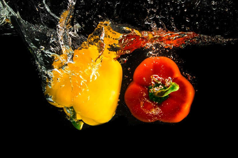 Juicy Bell Peppers in Action - Stunning Wallpaper