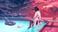 Impresionante Fondo de Pantalla de BoJack Horseman en la Piscina