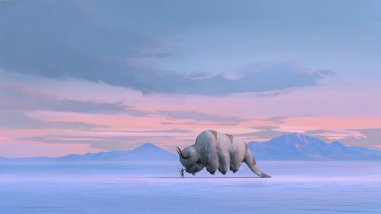 Explore the Majestic Avatar Aang and Appa in Stunning Surroundings