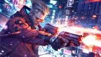 Explora el Iconico Vash Stampede en Fondo de Pantalla Cyberpunk