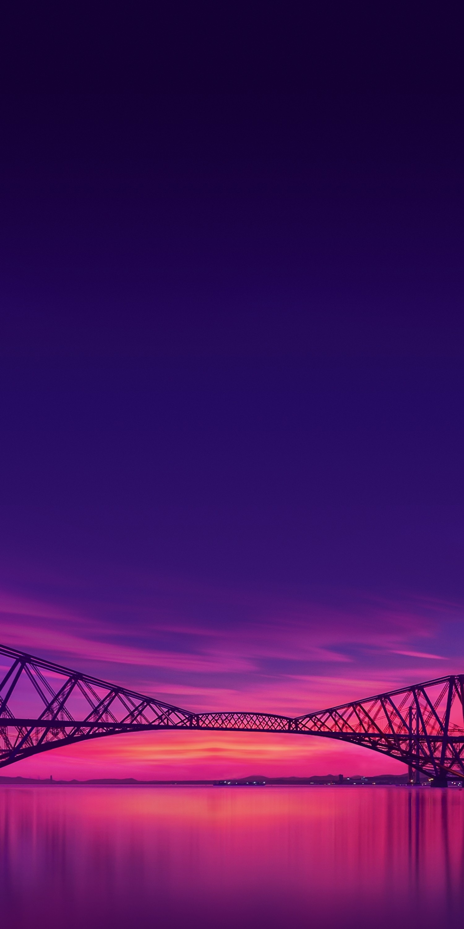 Download Beautiful Night Reflection Wallpaper of a Cable Stayed Bridge