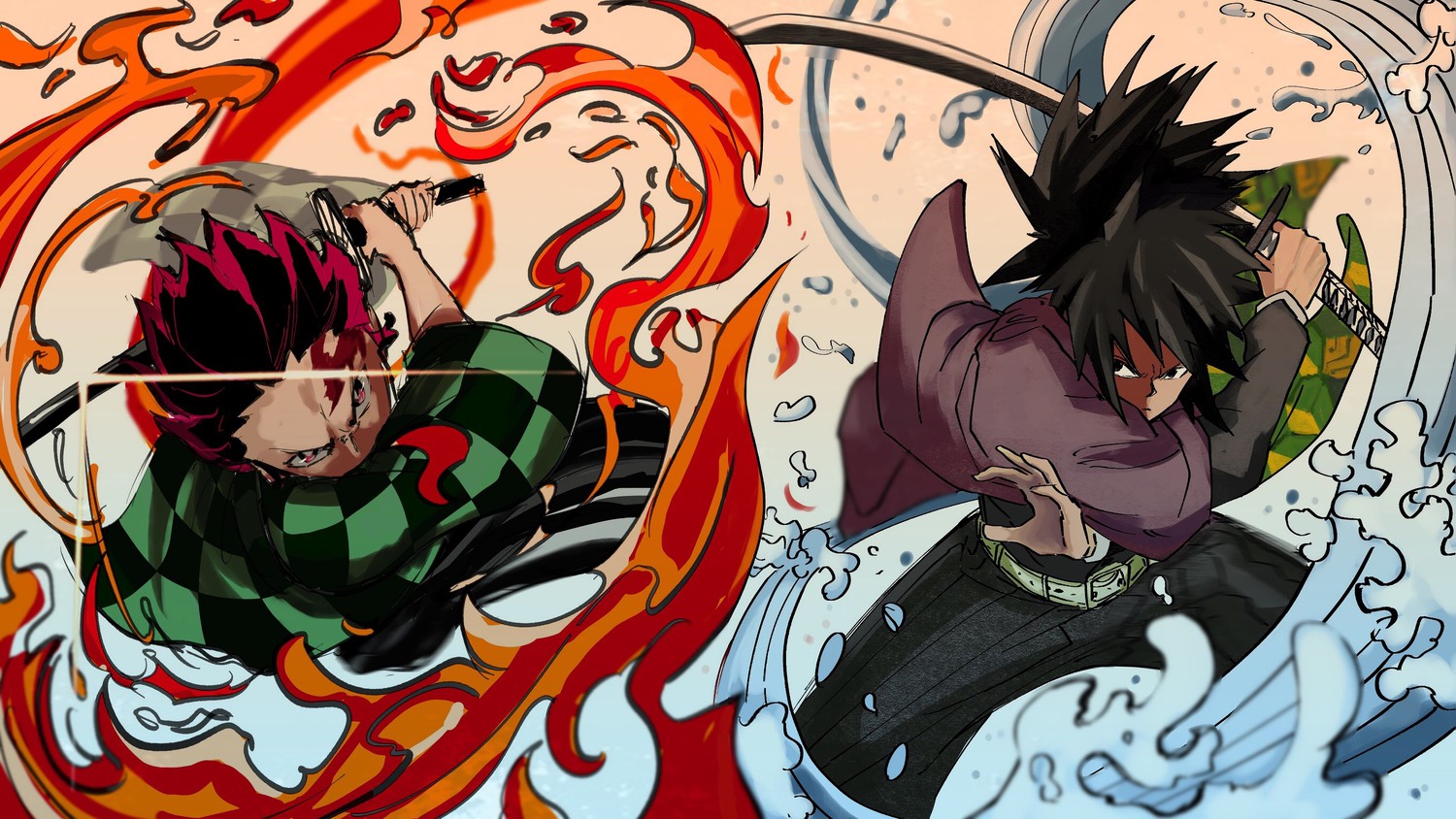 Epic Tanjiro Kamado & Giyu Tomioka Wallpaper