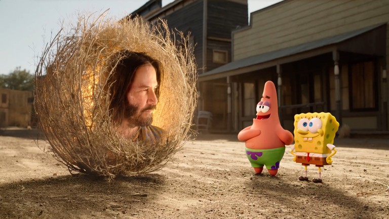 Get Your SpongeBob Movie: Sponge on the Run Wallpaper Featuring Keanu Reeves