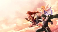 Stunning Wallpaper Featuring Naofumi, Raphtalia, and Filo from The Rising of the Shield Hero