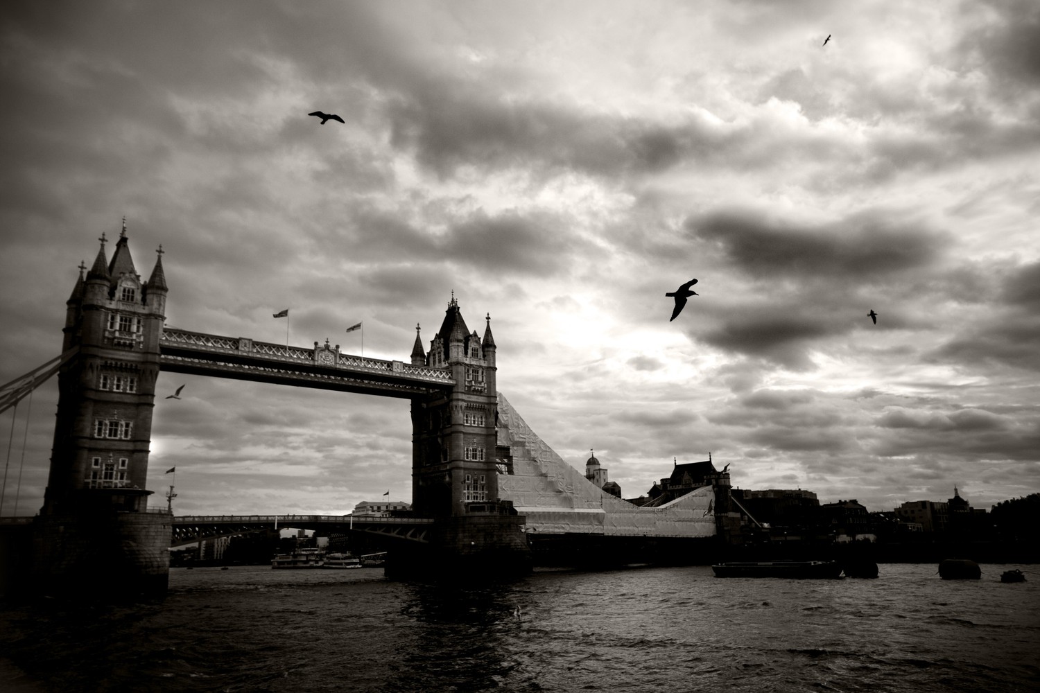 Magnifique Image en Noir et Blanc du Tower Bridge à Londres