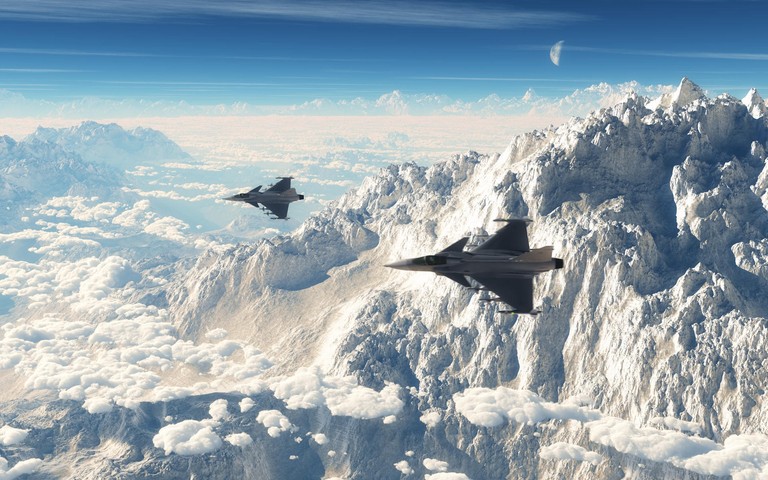 Explore the Beauty of FighterJets Soaring over Majestic Mountains