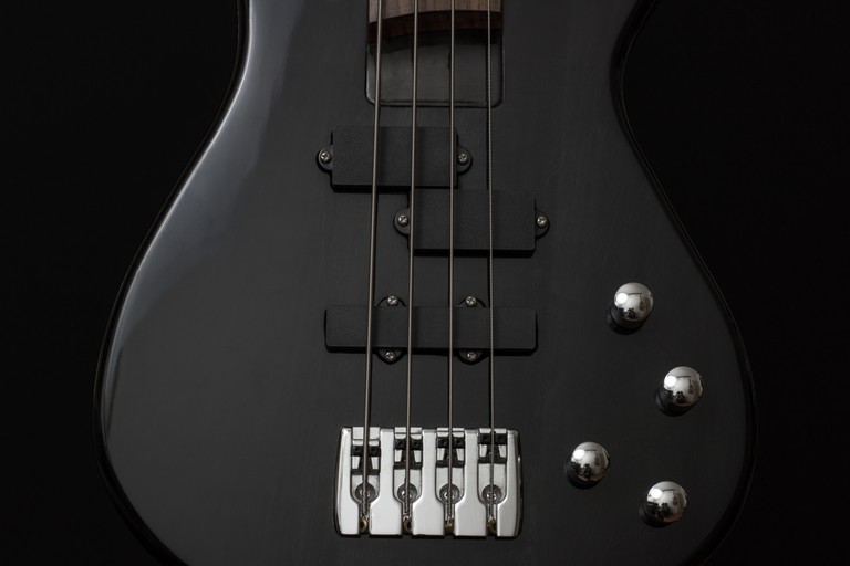 Elegant Black Bass Guitar Wallpaper