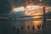 Explora el impresionante fondo de pantalla del atardecer del puente Golden Gate