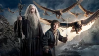 Download Epic Adventure Wallpaper Featuring Gandalf and Bilbo Baggins