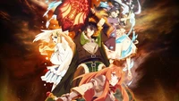 Stunning The Rising of the Shield Hero Wallpaper Featuring Naofumi and Friends