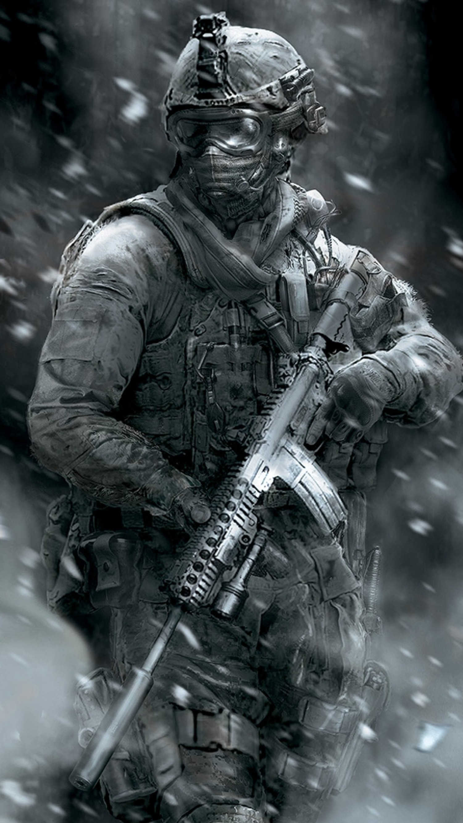 Epic Black and White Call of Duty Soldier Wallpaper