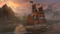 Descarga Tu Fondo de Pantalla Favorito de Assassin's Creed con un Majestuoso Barco a Vela