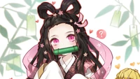 Fondo de pantalla cute de Nezuko Kamado para fans de Demon Slayer