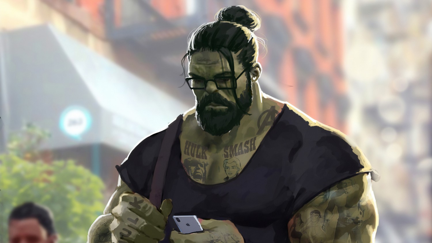 Fond d'écran Hulk Professeur Tatouage - Comics Marvel