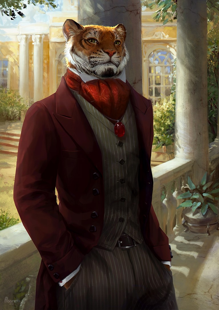 Download Our Elegant Tiger Artwork in Formal Wear