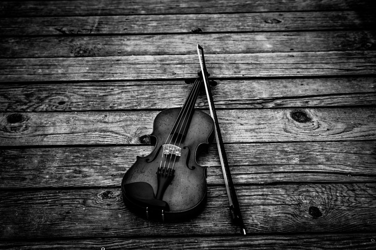 Stunning Black and White Violin Wallpaper for Music Lovers