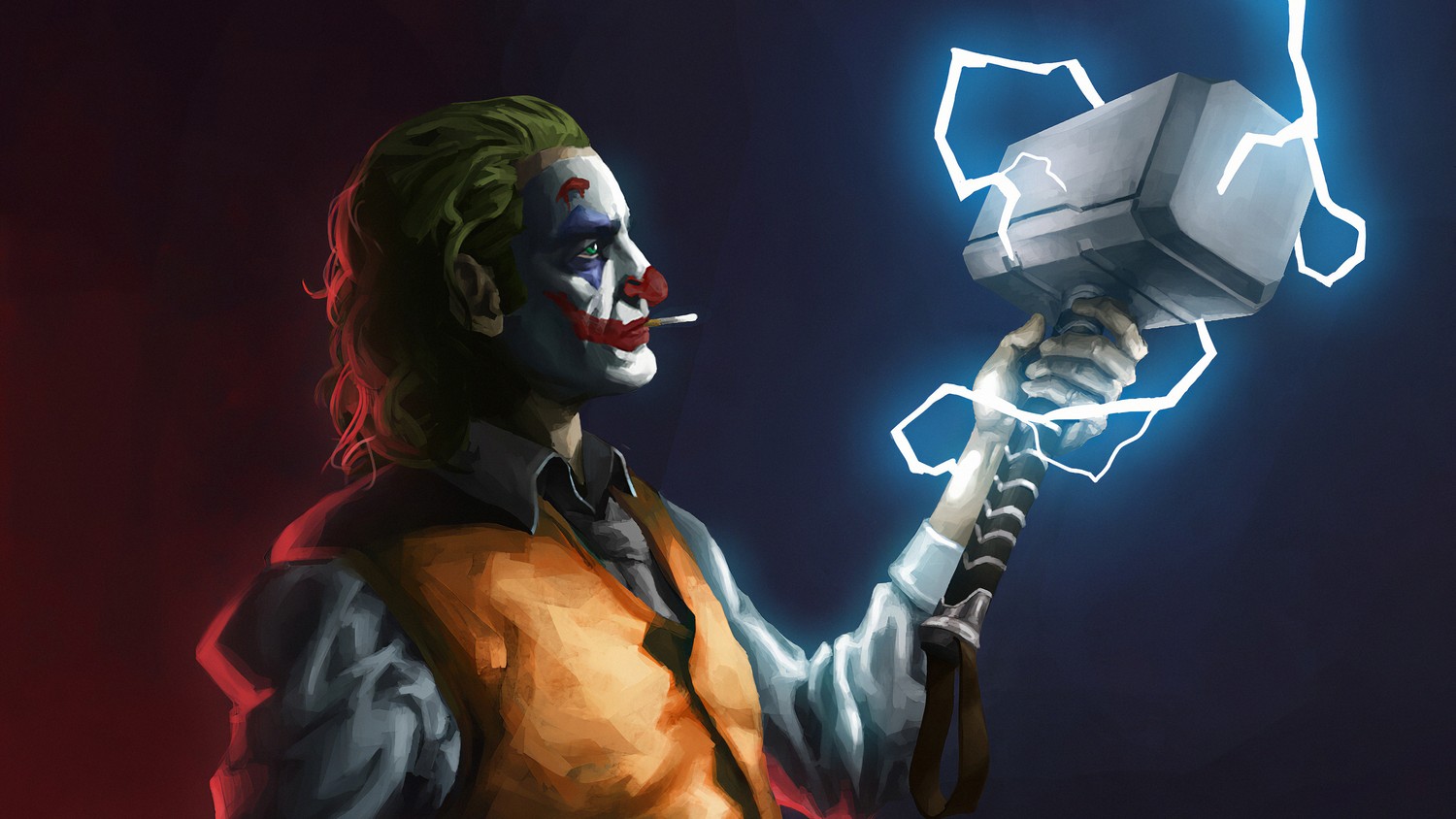 Impresionante fondo de pantalla del Joker con Mjolnir