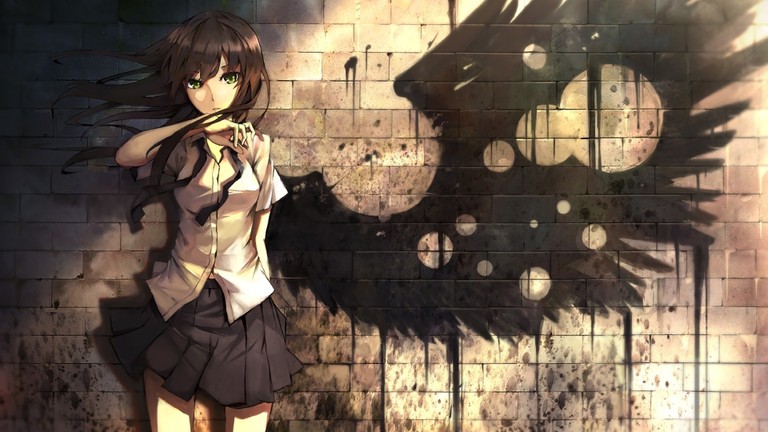 Download Stunning Anime Girl Wallpaper with Wing Shadow