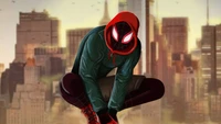 Descarga impresionante fondo de pantalla de Miles Morales de Spider-Man: Un nuevo universo