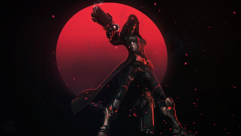 Reaper Artwork from Overwatch - Stunning Dark Red 4K Wallpaper