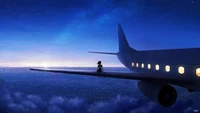 Breathtaking Digital Art of an Airplane at Night