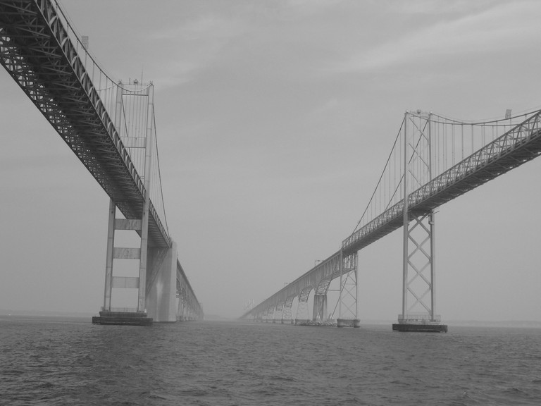 Stunning Monochrome Suspension Bridge Wallpaper