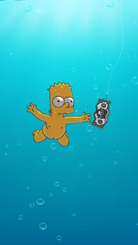 Fondo de Pantalla de Bart Simpson Bajo el Agua – Gratis para Descargar