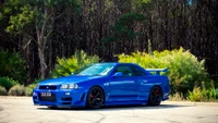 Fondo de Pantalla Nissan Skyline GT-R - Superauto Azul Icónico