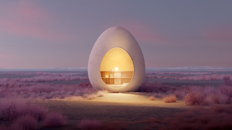 Explore Our Stunning 4K Aesthetic Wallpaper: Egg-Shaped House in an Isolated Landscape