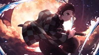 Explore Tanjiro Kamado in Action - Free Wallpaper