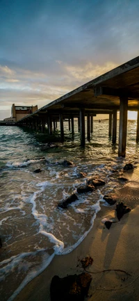 Fondo de Playa y Muelle Impresionante