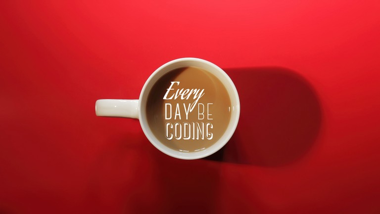 Every Day Be Coding: Inspirational Coffee Cup Wallpaper