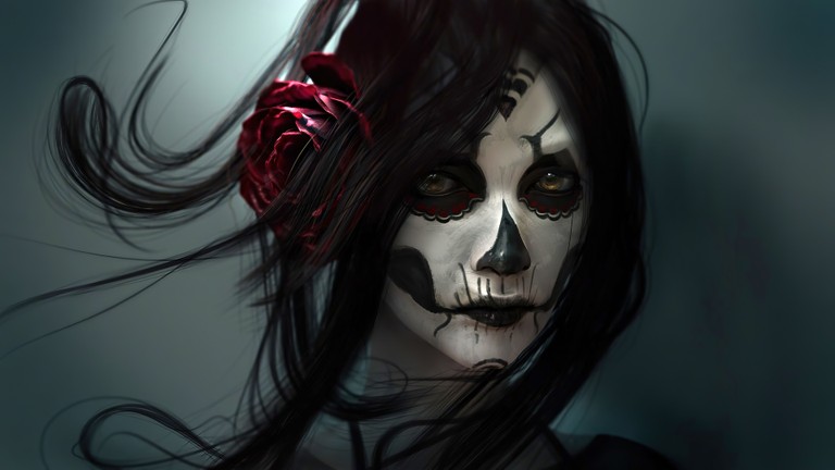 Explore This Stunning Day of the Dead Digital Art Wallpaper