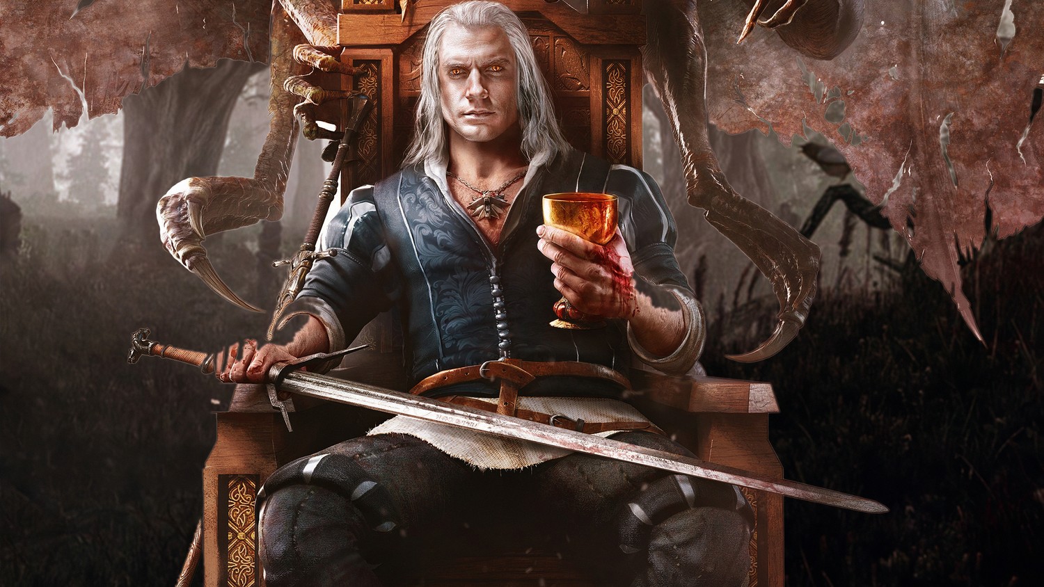 Geralt of Rivia: Iconic Wallpaper from The Witcher 3