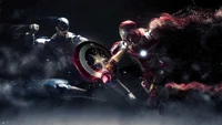 Descarga Impresionante Wallpaper de Iron Man vs Capitán América