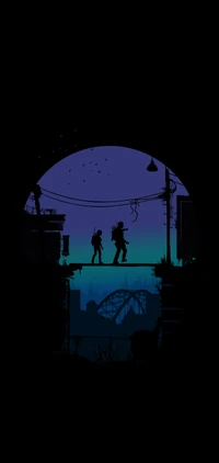 The Last of Us : Fond d'Écran Silhouette d'Ellie et Joel