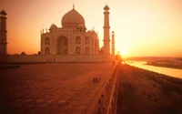 Impresionante fondo de pantalla al atardecer del Taj Mahal